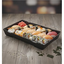 Envase para Sushi de Cartón Negro 18,5x12,5cm (400 Uds)