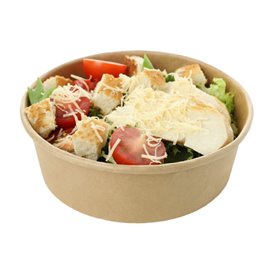 Tarrina Cartón Kraft-Kraft con Tapa RPET 550ml Ø14cm (50 Uds)