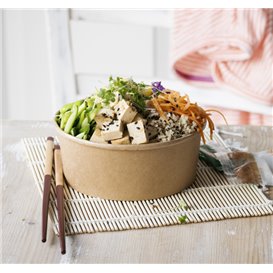 Tarrina Cartón Kraft-Kraft con Tapa RPET 1140ml Ø18cm (25 Uds)