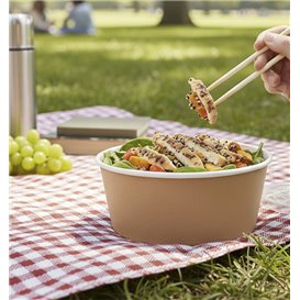 Tarrina de Cartón Kraft con Tapa PP 750ml Ø15cm (50 Uds)