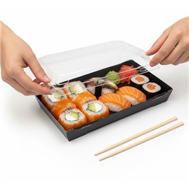 Tapa para Envase de Sushi rPET 21,5x13,5cm (50 Uds)