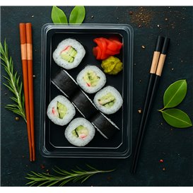 Tapa para Envase de Sushi rPET 26x19cm (50 Uds)