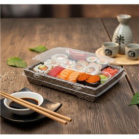 Tapa para Envase de Sushi rPET 16,5x11,5cm (50 Uds)