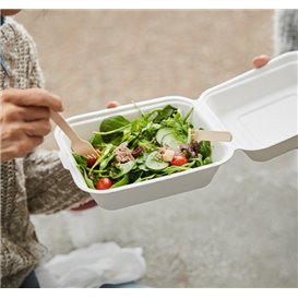 Envase MenuBox Caña Azúcar Blanco 20x16x7cm (250 Uds)