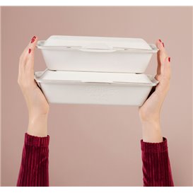 Envase MenuBox Caña Azúcar Blanco 32x15x6cm (250 Uds)