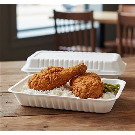 Envase MenuBox Caña Azúcar Blanco 32x15x6cm (50 Uds)