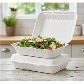 Envase MenuBox Caña Azúcar Blanco 26x16x6cm (50 Uds)