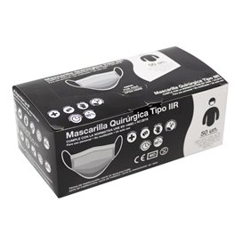 Mascarilla Triple Capa con Gomas Tipo I Negro (50 Uds)