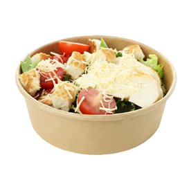 Tarrina Cartón Kraft-Kraft con Tapa RPET 550ml Ø14cm (250 Uds)