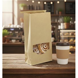 Bolsa SOS Kraft con Cierre y Ventana 12+6x23,5cm (1000 Uds)