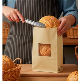 Bolsa SOS Kraft con Cierre y Ventana 15+7x23cm (1000 Uds)