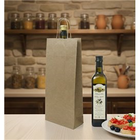 Bolsa Papel Kraft para Botellas Asas 115g/m² 18+8x39cm (25 Uds)