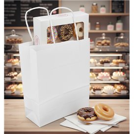 Bolsa Papel Kraft Blanca con Asas 90g/m² 18+8x24cm (25 Uds)