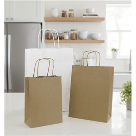Bolsa Papel Kraft con Asas 115g/m² 18+8x24cm (25 Uds)