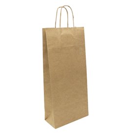 Bolsa Papel Kraft para Botellas Asas 115g/m² 18+8x39cm (25 Uds)