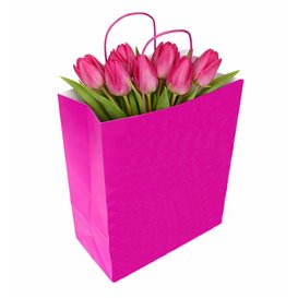 Bolsa Papel Fucsia con Asas 90g/m² 22+10x27cm (25 Uds)