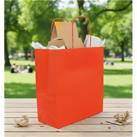 Bolsa Papel Roja con Asas 90g/m² 22+10x27cm (25 Uds)
