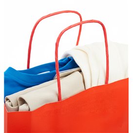 Bolsa Papel Roja con Asas 90g/m² 22+10x27cm (25 Uds)