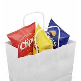 Bolsa Papel Kraft Blanca con Asas 90g/m² 24+11x32cm (25 Uds)