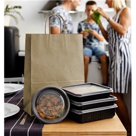 Bolsa Papel Kraft con Asas 115g/m² 24+11x32cm (25 Uds)