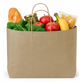 Bolsa de Papel Kraft con Asas Rizadas 80 g/m² 32+16x26cm (250 Uds)