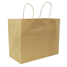 Bolsa de Papel Kraft con Asas Rizadas 80 g/m² 32+16x26cm (250 Uds)