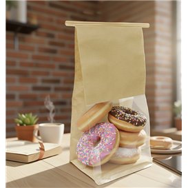 Bolsa Papel SOS y Ventana Expositora BOPP con Cierre 12+6x23,5cm (50 Uds)