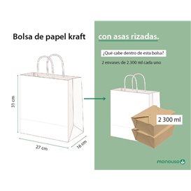 Bolsa Papel Kraft con Asas 115g/m² 27+16x31cm (25 Uds)