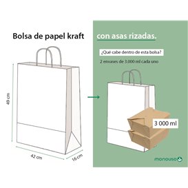 Bolsa Papel Kraft con Asas 115g/m² 42+16x49cm (25 Uds)
