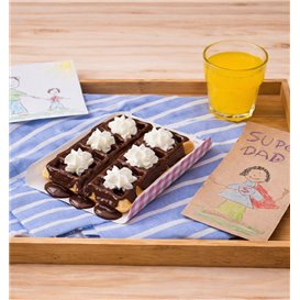 Bandeja de Cartón Rosa para Gofres 13,5x10cm (100 Uds)