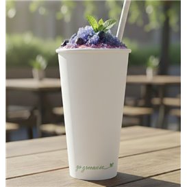 Vaso de Cartón ''Go Green'' Blanco 20Oz/600ml Ø9,0cm (1.000 Uds)