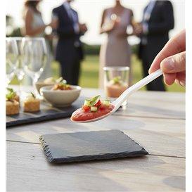 Cucharilla de Plástico Degustación Blanca 100 mm (50 Uds)