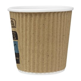 Vaso de Cartón Doble Pared Rizado Kraft 4Oz/120ml Ø6,2cm (500 Uds)