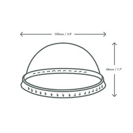 Tapa Cúpula para Tarrina Compostable PLA Transparente Ø9,6 cm (1000 Uds)