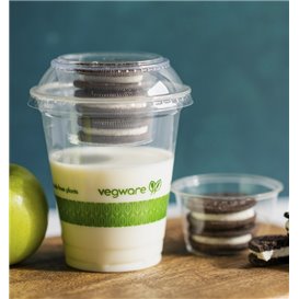 Tapa Cúpula Plana para Tarrina Compostable PLA "Bella pot" Transparente Ø9,6cm (50 Uds)