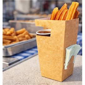 Caja Cartón Para Churros con Chocolate Kraft 78x78x179mm (25 Uds)