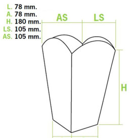 Caja Palomitas Mediana Blanca 90 gr 7,8x10,5x18cm (50 Uds)