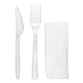 Set de Cubiertos Reutilizables PS Tenedor, Cuchillo y Servilleta (25 Uds)
