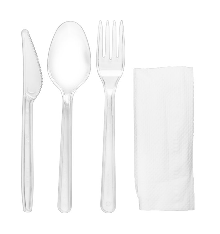Set de Cubiertos Reutilizables PS Tenedor, Cuchillo, Cuchara y Servilleta (25 Uds)