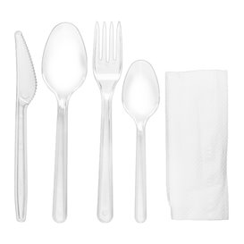 Set de Cubiertos Reutilizables PS Tenedor, Cuchillo, Cuchara, Cucharilla y Servilleta (25 Uds)
