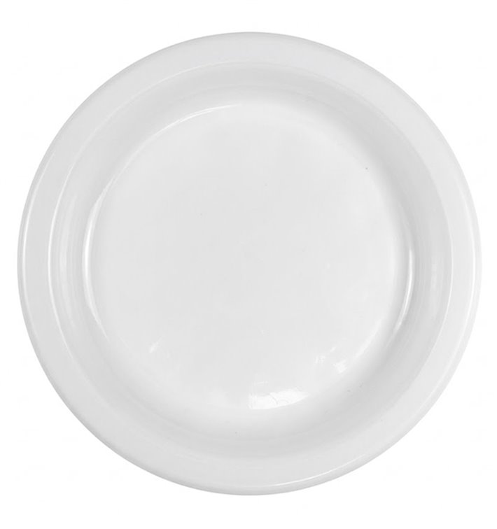 Plato Llano Reutilizable Económico PS Blanco Ø16,5cm (100 Uds)