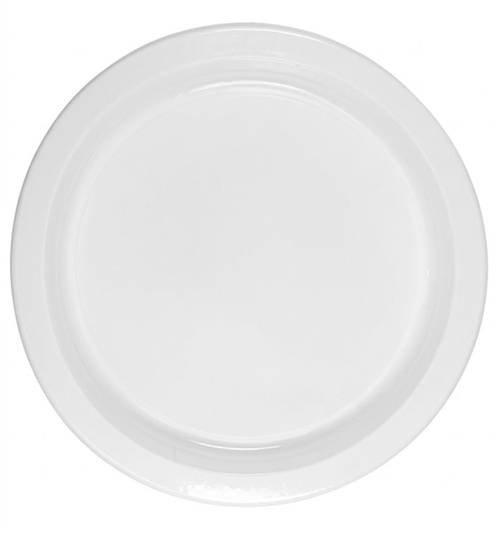 Plato Llano Reutilizable Económico PS Blanco Ø22cm (100 Uds)