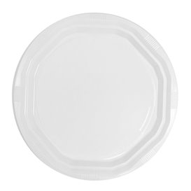 Plato Llano Reutilizable Económico PS Blanco Ø25cm (50 Uds)