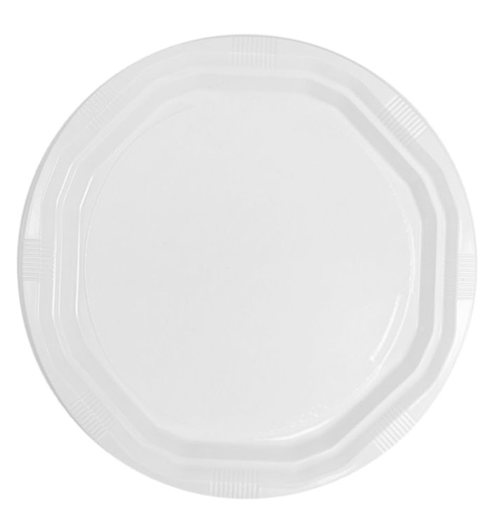 Plato Llano Reutilizable Económico PS Blanco Ø25cm (50 Uds)