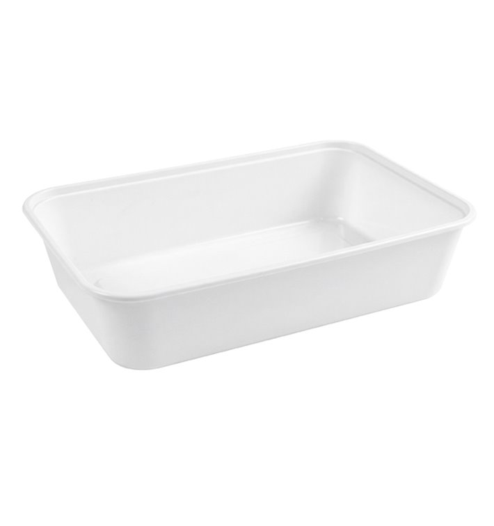 Envase Rectangular Plástico PP Blanca 500ml 17,3x11,9x3,9cm (50 Uds)