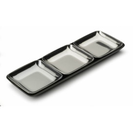 Bandeja Plastico Degustacion Negro 6x19 cm (20 Uds)